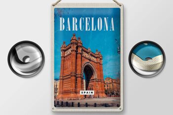 Signe en étain voyage 20x30cm, Barcelone, espagne, Architecture rétro 2