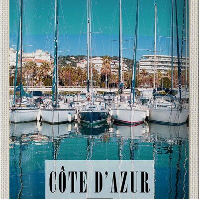 Cartel de chapa viaje 20x30cm Costa Azul Francia vacaciones mar
