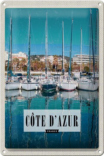 Plaque en tôle voyage 20x30cm côte d'azur France vacances mer 1