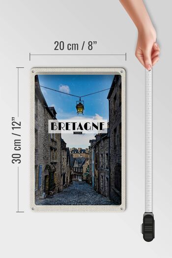 Signe en étain voyage 20x30cm, Bretagne, France, vieille ville, Destination de voyage 4