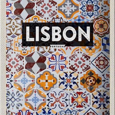 Targa in metallo da viaggio 20x30 cm Lisbona Portogallo Mosaico Art