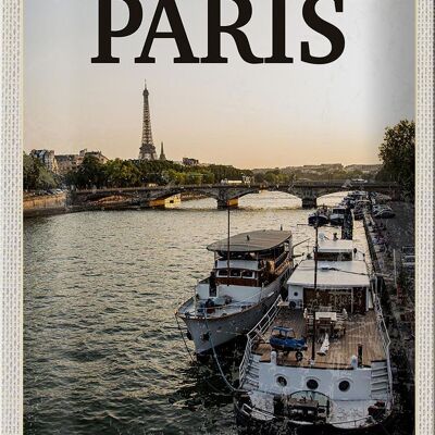 Cartel de chapa de viaje, 20x30cm, París, Francia, destino de viaje, señal de río