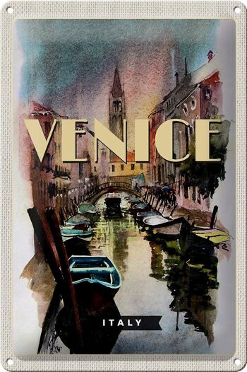 Panneau en étain voyage 20x30cm, image pittoresque de Venise Italie 1