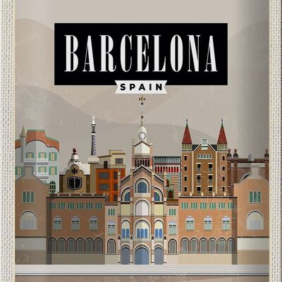 Blechschild Reise 20x30cm Barcelona Spain malerisches Bild Schild