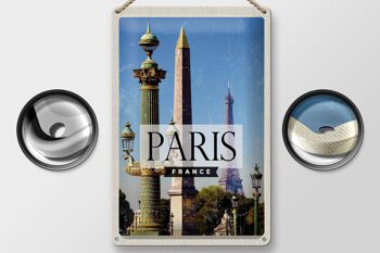 Panneau en étain voyage 20x30cm, Paris France, Architecture rétro 2