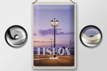 Plaque en tôle voyage 20x30cm Lisbonne Portugal coucher de soleil 2
