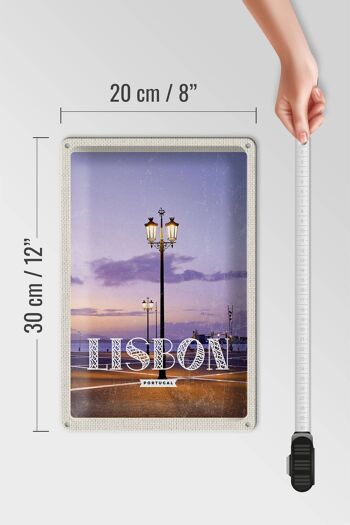 Plaque en tôle voyage 20x30cm Lisbonne Portugal coucher de soleil 4