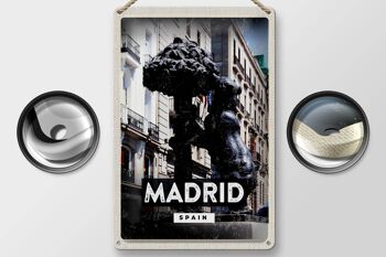 Plaque de voyage en étain, 20x30cm, Madrid, espagne, statue de l'ours 2