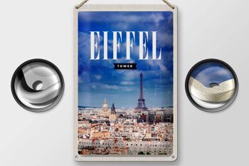 Plaque en tôle voyage 20x30cm tour Eiffel panorama photo rétro 2