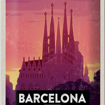 Cartel de chapa viaje 20x30cm Barcelona cuadro artístico pintoresco
