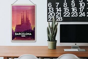 Panneau en étain voyage 20x30cm, image pittoresque de Barcelone, art 3