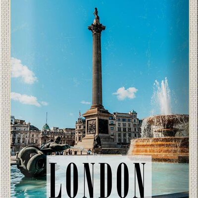 Targa in metallo da viaggio 20x30 cm Londra UK Fontana Trafalgar Square