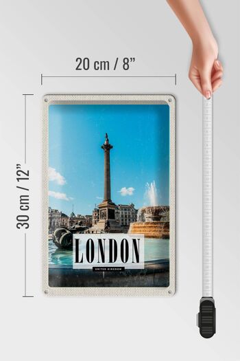 Panneau en étain voyage 20x30cm, fontaine de londres UK, Trafalgar Square 4