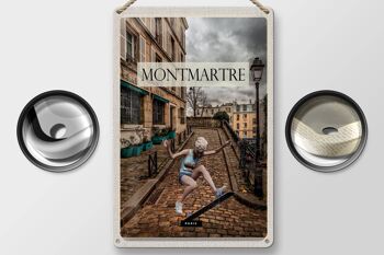 Plaque en tôle voyage 20x30cm Montmartre Paris Skateboard femme 2