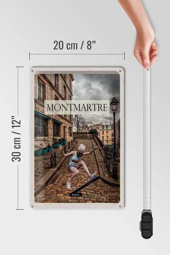 Plaque en tôle voyage 20x30cm Montmartre Paris Skateboard femme 4