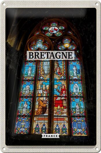 Plaque en tôle voyage 20x30cm Bretagne France chapelle destination de voyage 1