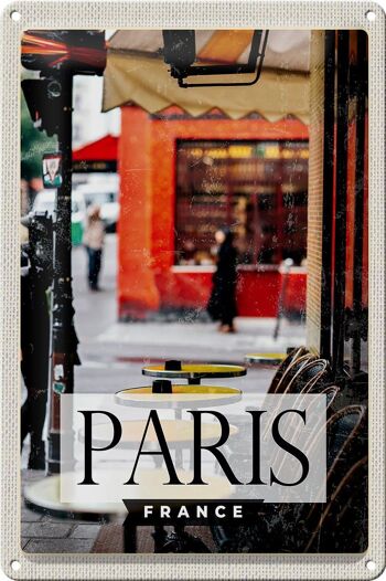 Panneau en étain voyage 20x30cm, Paris France Destination de voyage City Café 1