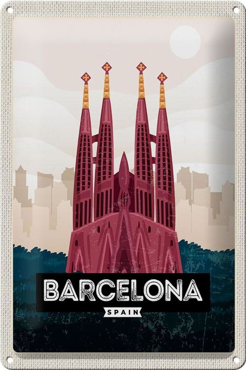 Blechschild Reise 20x30cm Barcelona Spain Kathedrale Schild