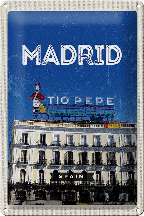 Blechschild Reise 20x30cm Madrid Tio Pepe Symbol