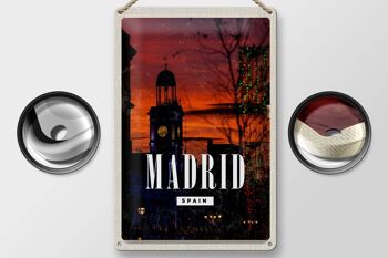 Plaque en tôle voyage 20x30cm Madrid Espagne coucher de soleil 2