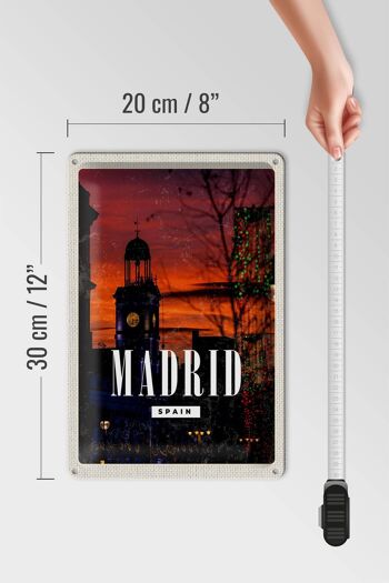 Plaque en tôle voyage 20x30cm Madrid Espagne coucher de soleil 4