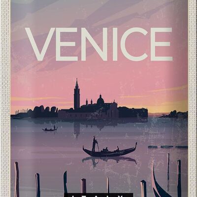 Cartel de chapa de viaje 20x30cm Venecia Italia barco imagen pintoresca