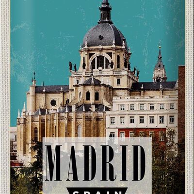 Targa in metallo da viaggio 20x30 cm Madrid Spagna destinazione per le vacanze