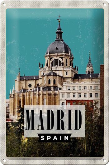 Panneau en étain voyage 20x30cm, destination de vacances Madrid Espagne 1