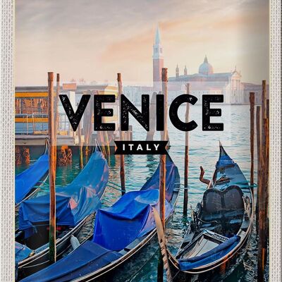 Blechschild Reise 20x30cm Venice Venedig Boote Meer