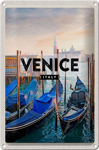 Panneau en étain voyage 20x30cm, Venise, bateaux, mer 1