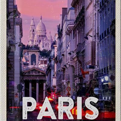 Cartel de chapa Viaje 20x30 cm París Panorama Atardecer