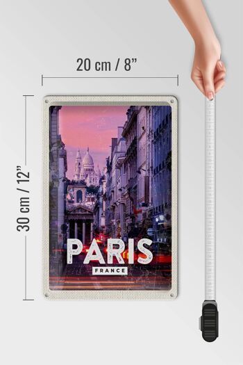 Panneau en étain voyage 20x30cm, Paris Panorama coucher de soleil 4