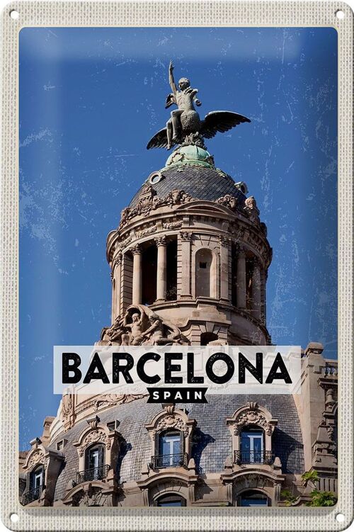 Blechschild Reise 20x30cm Barcelona Architektur Retro