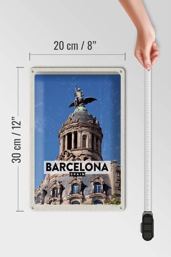 Panneau en étain voyage 20x30cm, Architecture de barcelone rétro 4
