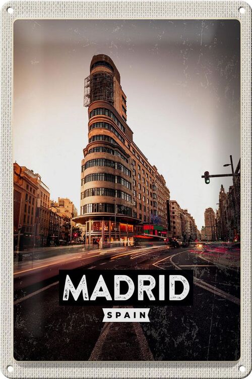 Blechschild Reise 20x30cm Madrid Die Calle Gran Vía Shopping