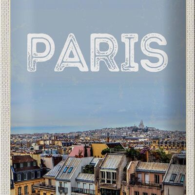 Tin sign travel 20x30cm Paris panorama view city