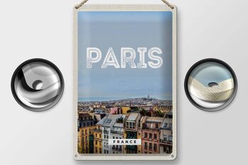 Plaque tôle voyage 20x30cm Paris vue panoramique ville 2
