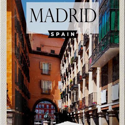 Signe en étain voyage 20x30cm, Madrid, espagne, Architecture médiévale