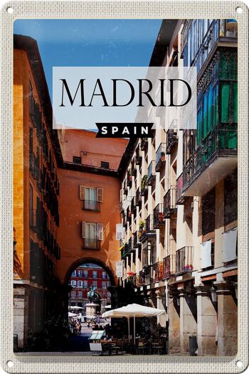 Signe en étain voyage 20x30cm, Madrid, espagne, Architecture médiévale 1