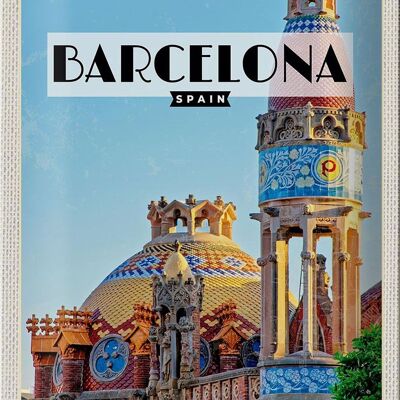 Blechschild Reise 20x30cm Barcelona Reiseziel Mosaikstil