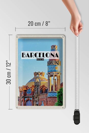 Panneau en étain voyage 20x30cm, destination de voyage de Barcelone, style mosaïque 4