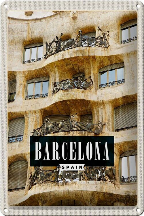 Blechschild Reise 20x30cm Barcelona Spanien Architektur Urlaub