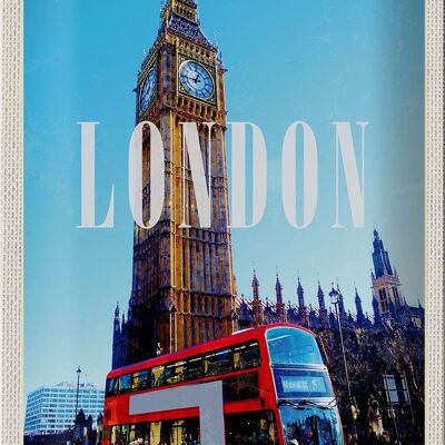 Blechschild Reise 20x30cm London red Bus roter Bus Big Ben