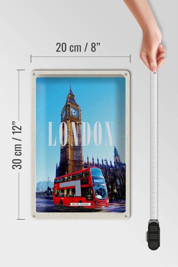 Panneau en tôle voyage 20x30cm Londres bus rouge bus rouge Big Ben 4