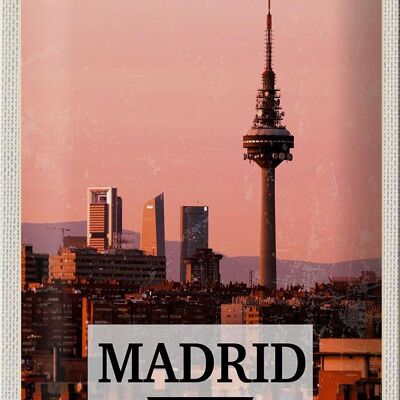 Cartel de chapa Viaje 20x30cm Madrid España Arquitectura Retro