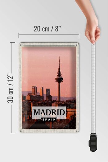 Signe en étain voyage 20x30cm, Madrid espagne, Architecture rétro 4