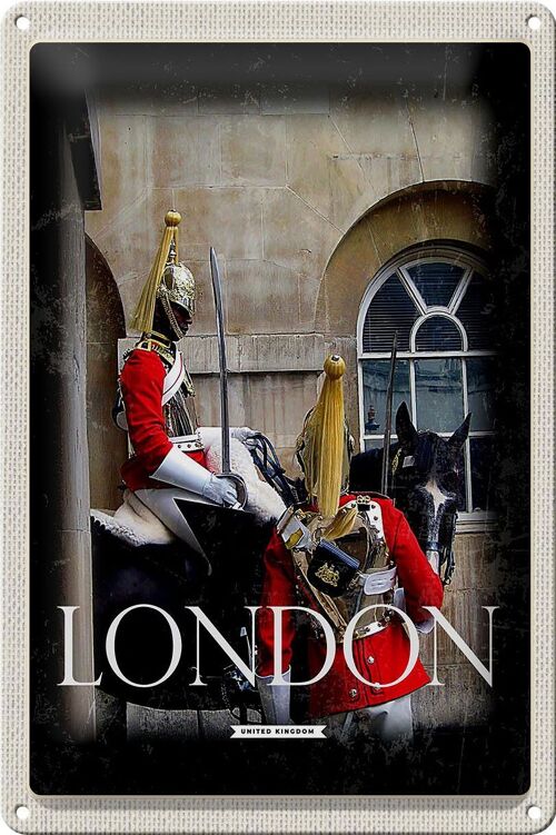 Blechschild Reise 20x30cm London England Soldat Pferd
