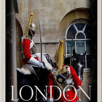 Blechschild Reise 20x30cm London England Soldat Pferd