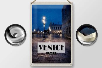 Plaque en tôle voyage 20x30cm Venise Italie vue de nuit de Venise 2