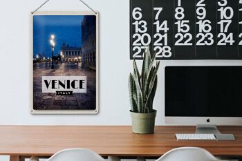 Plaque en tôle voyage 20x30cm Venise Italie vue de nuit de Venise 3
